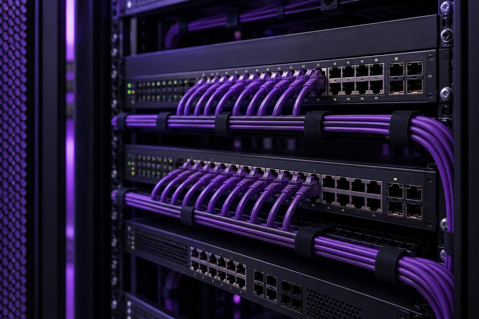 Imagem ilustrativa de rack de rede organizado